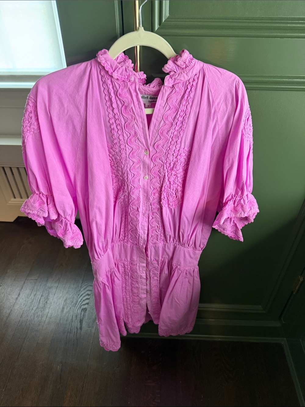 Juliet Dunn Pink Ruffled Mini Dress